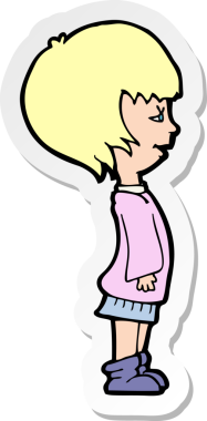 Bir insan tarafından çizilmiş bir karikatür kızının çıkartması.