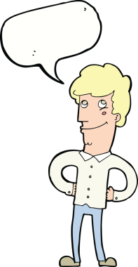 Bir insan tarafından çizilmiş konuşma balonlu mutlu adam çizgi filmi.