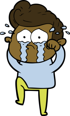 Bir insan tarafından çizilmiş ağlayan bir karikatür.