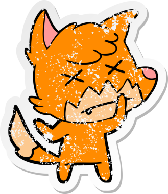 Bir insan tarafından çizilmiş ölü tilki çizgi filminin sıkıntılı çıkartması.