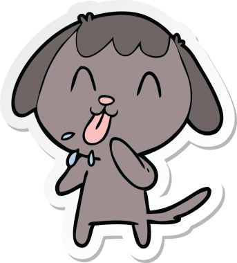 Bir insan tarafından çizilmiş şirin bir köpeğin çıkartması.