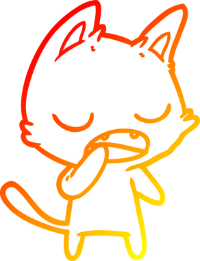 Bir insan tarafından çizilen konuşan kedi çizgi filminin sıcak gradyan çizimi