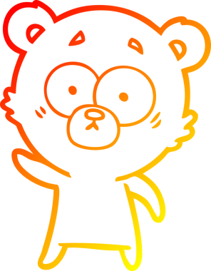 Bir insan tarafından çizilmiş kaygılı bir ayı karikatürünün sıcak çizgi çizimi