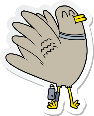 Bir insan tarafından çizilmiş güvercin etiketi.