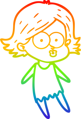 Gökkuşağı gradyan çizimi Bir insan tarafından çizilen çizgi film kızı