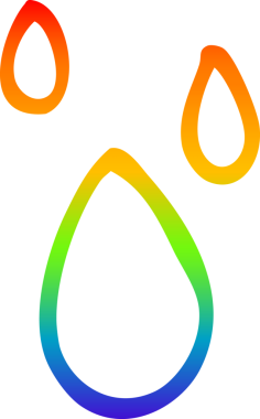 gökkuşağı gradyan çizgi çizimi bir insan tarafından çizilen yağmur damlaları