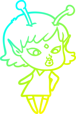 Bir insan tarafından çizilmiş güzel bir uzaylı kız çizimi.