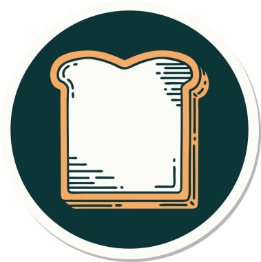 Bir insan tarafından çizilmiş geleneksel bir ekmek dilimi şeklinde dövme çıkartması.