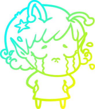 Bir insan tarafından çizilmiş ağlayan uzaylı kız çizgi filmi.