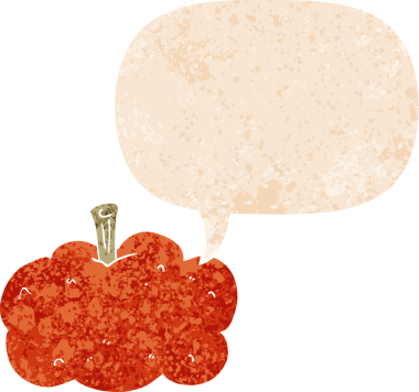 Bir insan tarafından çizilmiş grunge dertli retro biçimli konuşma balkabağı