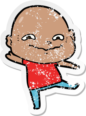 Bir insan tarafından çizilmiş ürkütücü bir çizgi filmin stresli çıkartması.