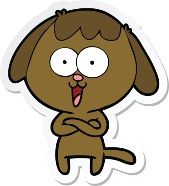 Bir insan tarafından çizilmiş şirin bir köpeğin çıkartması.