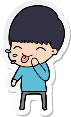 Bir insan tarafından çizilmiş mutlu bir çizgi film çocuğunun çıkartması.