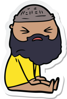 Bir insan tarafından çizilmiş sakallı bir karikatür adamın çıkartması.