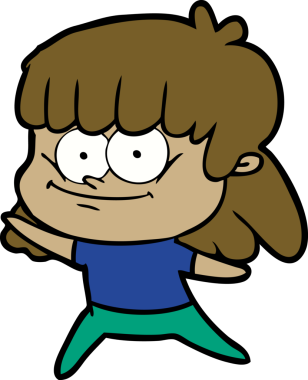 Bir insan tarafından çizilmiş gülümseyen bir kadın.