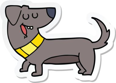 Bir insan tarafından çizilmiş bir köpeğin çıkartması.