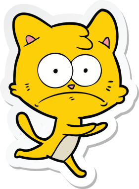 Bir insan tarafından çizilmiş karikatür asabi kedinin çıkartması.