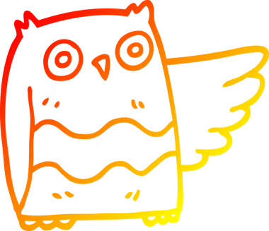 Bir insan tarafından çizilmiş sevimli bir baykuş çizgi çizimi.