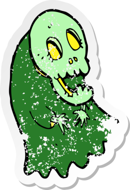 Bir insan tarafından çizilmiş ürkütücü bir çizgi filmin gerilimli yapıştırması.