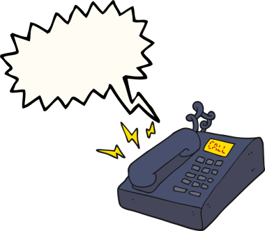 Bir insan tarafından çizilmiş serbest konuşma balonu ofis telefonu.