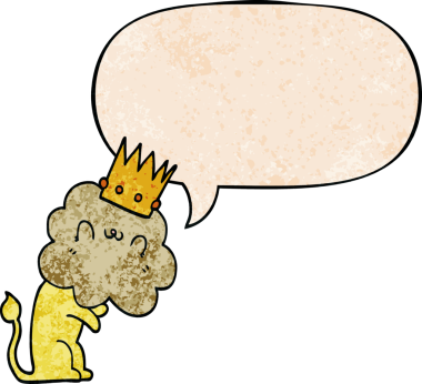 Karikatür aslanı ve konuşma baloncuğu bir insan tarafından çizilmiş geçmiş dokular.