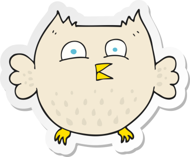 Bir insan tarafından çizilmiş mutlu baykuşun çıkartması.