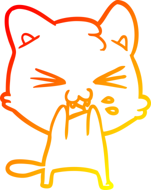 Bir insan tarafından çizilmiş çizgi film kedisinin sıcak çizgi çizimi