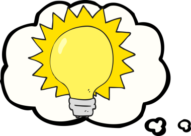 Bir insan tarafından çizilmiş serbest çizim düşünce kabarcığı çizgi film ampulü