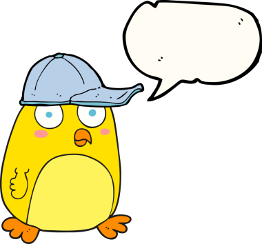 Bir insan tarafından çizilmiş serbest konuşma balonu karikatür kuşu.