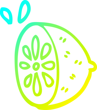 Bir insan tarafından çizilmiş limon meyvesinin soğuk gradyan çizgisi.