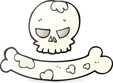 Bir insan tarafından çizilmiş serbest çizim kafatası ve kemik sembolü