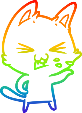 Gökkuşağı gradyan çizgi çizimi Bir insan tarafından çizilmiş bir çizgi kedi tıslama