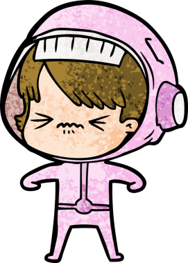 Bir insan tarafından çizilmiş kızgın uzay kızı.