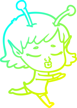 Bir insan tarafından çizilmiş bir uzaylı kız çizgi filmi.