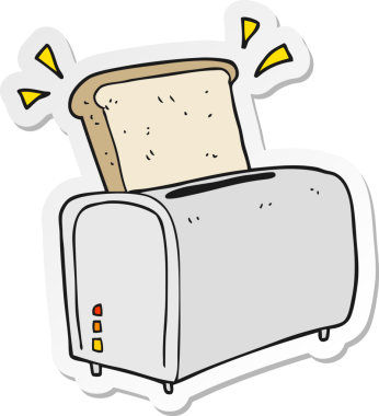 Bir insan tarafından çizilmiş bir tost makinesinin çıkartması.