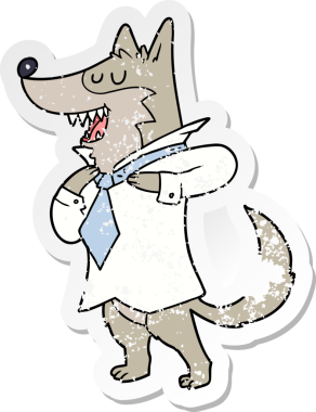 Bir insan tarafından çizilen bir ofis kurdunun sıkıntılı çıkartması.