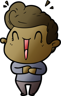 Bir insan tarafından çizilmiş heyecanlı bir adam karikatürü