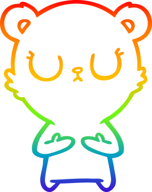 Bir insan tarafından çizilmiş barışçıl bir ayı yavrusunun gökkuşağı gradyanı çizimi