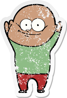 Bir insan tarafından çizilmiş kel bir adamın sıkıntılı çıkartması.