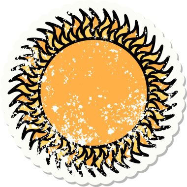 Bir insan tarafından çizilmiş geleneksel bir güneş stili dövmesi.