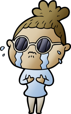 Bir insan tarafından çizilmiş siyah gözlüklü, ağlayan bir kadın.