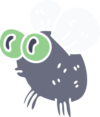 Bir insan tarafından çizilmiş garip bir çizgi film sineği.