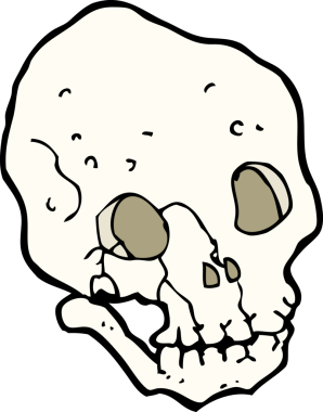 Bir insan tarafından çizilmiş ürkütücü bir kafatası.