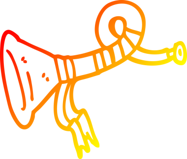 Bir insan tarafından çizilen kıvrımlı boynuz enstrümanının sıcak çizgi çizimi