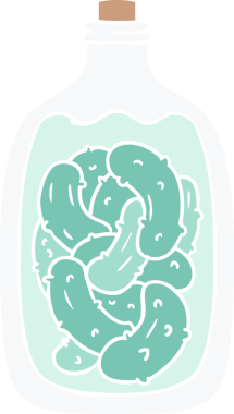 Bir insan tarafından çizilmiş turşu turşusu kavanozu.