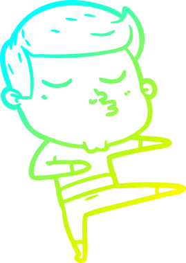 Çizgi film mankeni bir adamın insan tarafından çizilmiş soğuk gradyan çizimi.