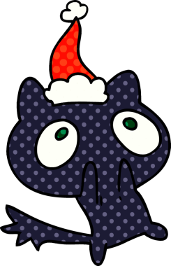 Bir insan tarafından çizilmiş kawaii kedisinin el çizimi karikatürü.