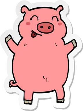 Bir insan tarafından çizilmiş bir domuzun çıkartması.