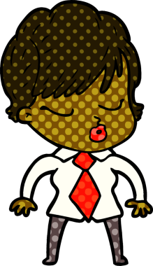 Bir insan tarafından çizilmiş gözleri kapalı çizgi film kadını.