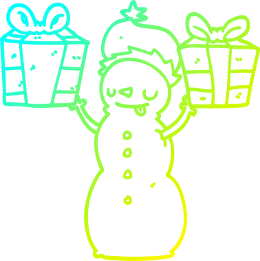 Bir insan tarafından çizilmiş kardan adamın soğuk çizgi çizimi.